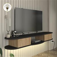 Megapap Perk Έπιπλο Τηλεόρασης από Ξύλο με Φωτισμό LED Ανθρακί-Sepet Oak Μ150xΠ35xΥ19.2cm 0265924