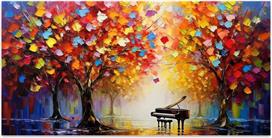 Megapap Piano In Colorful Forest Πίνακας σε Καμβά 120x60cm