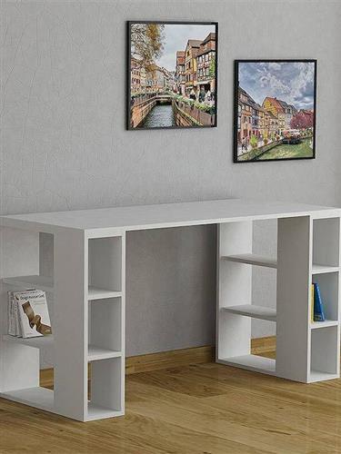 Megapap Pontus Γραφείο με Βιβλιοθήκη Ξύλινο Λευκό 140x60x75cm