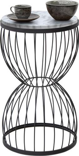Megapap Στρογγυλό Βοηθητικό Τραπεζάκι Pino Ξύλινο Μαύρο-Λευκό Μ35xΠ35xΥ58cm 0211976
