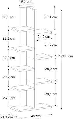 Megapap Tree Βιβλιοθήκη Sapphire Oak 45x21.4x121.8cm 0276695