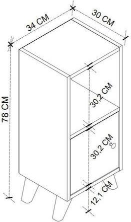 Megapap Vira Κομοδίνο Ξύλινο Λευκό 34x30x78cm 0256499