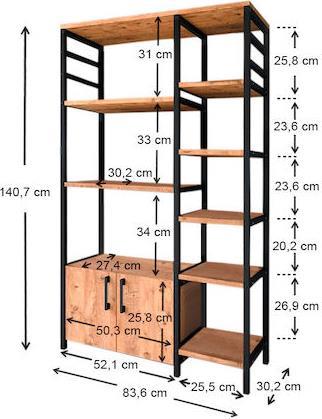 Megapap Βιβλιοθήκη Benito Φυσικό-Οξιά 83.6x30.2x140.7cm 0229995
