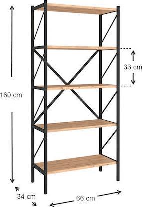 Megapap Βιβλιοθήκη Jocasta Pine-Oak 66x34x160cm 0212514