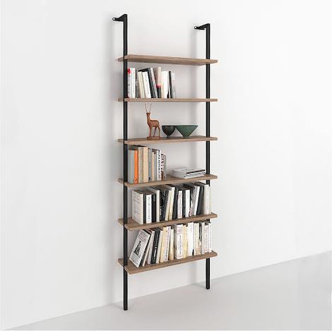 Megapap Βιβλιοθήκη Madison Μαύρη 60x20x183cm 0220245