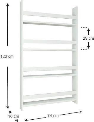 Megapap Βιβλιοθήκη Montessori Λευκή 74x10x120cm 0212552