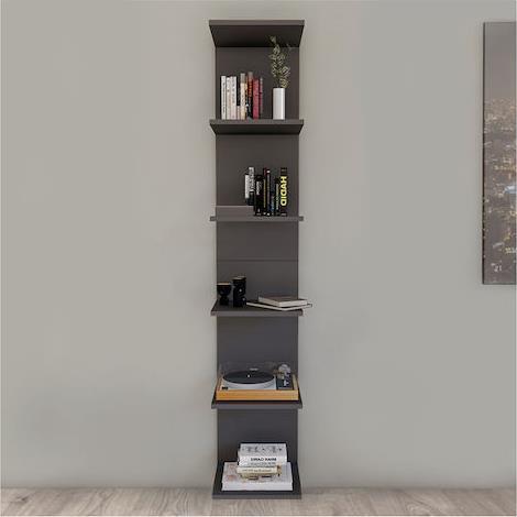 Megapap Βιβλιοθήκη Ogden Ανθρακί 34.5x30x180cm 0212550