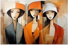 Megapap Women In Orange Πίνακας σε Καμβά 100x70cm 0241203