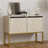 Megapap Zermat Κονσόλα Ξύλινη Μπεζ Travertine-Χρυσό Μ90xΠ34xΥ70cm 0254011