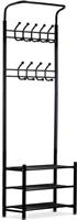 ModernHome Έπιπλο Εισόδου με Κρεμάστρα & Παπουτσοθήκη Μαύρο 66x28x190cm GH-201-Black