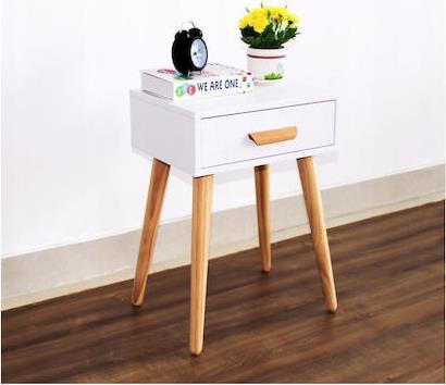 ModernHome Ξύλινο Κομοδίνο Λευκό 46x36x58cm WYJ-085-White