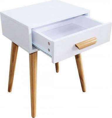 ModernHome Ξύλινο Κομοδίνο Λευκό 46x36x58cm WYJ-085-White