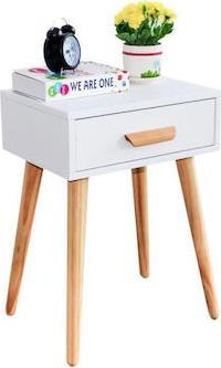 ModernHome Ξύλινο Κομοδίνο Λευκό 46x36x58cm WYJ-085-White