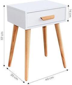 ModernHome Ξύλινο Κομοδίνο Λευκό 46x36x58cm WYJ-085-White