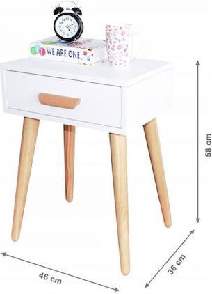 ModernHome Ξύλινο Κομοδίνο Λευκό 46x36x58cm WYJ-085-White