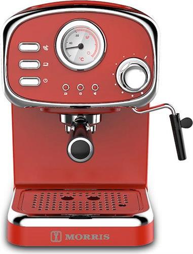 Morris R20808EM Ημιαυτόματη Μηχανή Espresso 1100W Πίεσης 20bar Κόκκινη