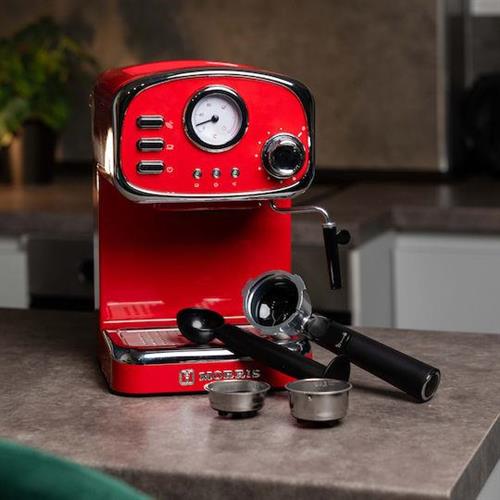 Morris R20808EM Ημιαυτόματη Μηχανή Espresso 1100W Πίεσης 20bar Κόκκινη