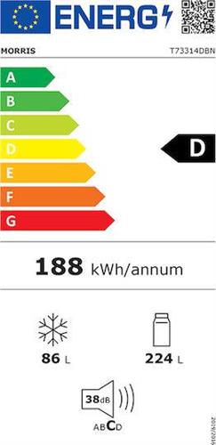 Morris T73314DBN Ψυγειοκαταψύκτης 310lt Total NoFrost Υ188xΠ59.5xΒ63cm Inox Look