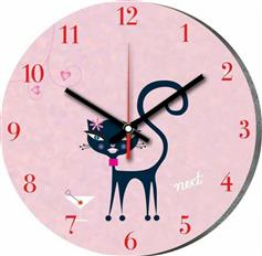 Next Ρολόι Τοίχου Ροζ Γάτα Πλαστικό 31cm 24552