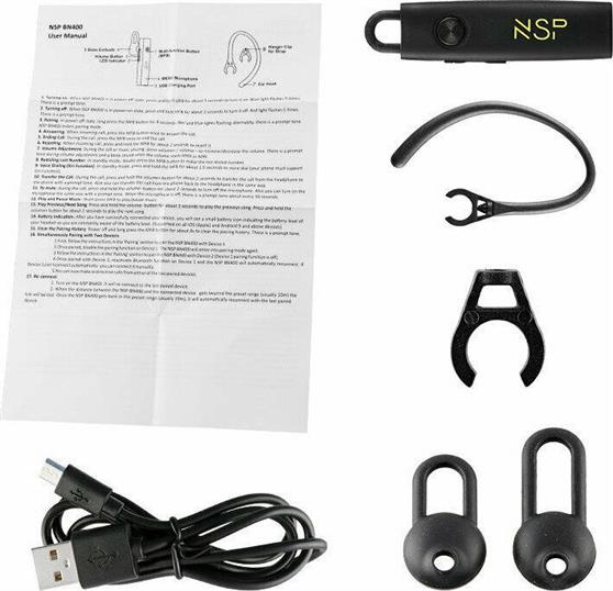 NSP BN400 Earbud Bluetooth Handsfree Ακουστικό Μαύρο 15191-0002