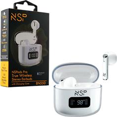 NSP BN550 Earbud Bluetooth Handsfree Ακουστικά με Θήκη Φόρτισης Λευκά