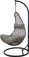 OEM Κρεμαστή Κούνια Πολυθρόνα με Μαξιλάρι Rattan Καφέ Μ83xΠ70xΥ126cm 184-8168