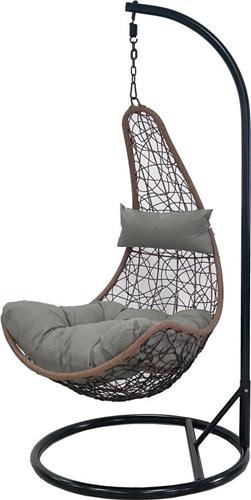 OEM Κρεμαστή Κούνια Πολυθρόνα με Μαξιλάρι Rattan Καφέ Μ83xΠ70xΥ126cm 184-8168
