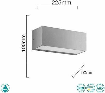Ondaluce Falco Στεγανή Επιτοίχια Πλαφονιέρα Εξωτερικού Χώρου με Ενσωματωμένο LED σε Ασημί Χρώμα AP.FALCO/SILVER