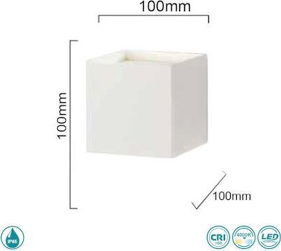 Ondaluce Στεγανή Επιτοίχια Πλαφονιέρα Εξωτερικού Χώρου με Ενσωματωμένο LED σε Λευκό Χρώμα 4000K AP.CUBE/B.CO