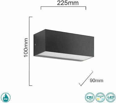 Ondaluce Στεγανή Επιτοίχια Πλαφονιέρα Εξωτερικού Χώρου με Ενσωματωμένο LED σε Μαύρο Χρώμα AP.FALCO/NERO
