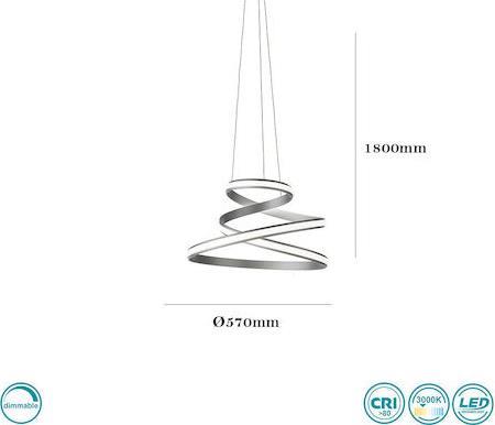 Ondaluce Vuelta Μοντέρνο Κρεμαστό Φωτιστικό με Ενσωματωμένο LED σε Ασημί Χρώμα SO.VUELTA/SILVER