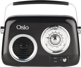 Osio OPR-3040B Retro Φορητό Ραδιόφωνο Επαναφορτιζόμενο με Bluetooth και USB Μαύρο