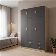 Pakketo Alvia Τρίφυλλη Ντουλάπα με Πατάρι Ανθρακί 150x51x240cm 200-002083