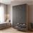 Pakketo Alvia Τρίφυλλη Ντουλάπα με Πατάρι Ανθρακί 150x51x240cm 200-002083