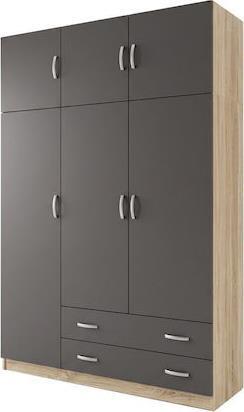 Pakketo Alvia Τρίφυλλη Ντουλάπα με Πατάρι Ανθρακί 150x51x240cm 200-002083