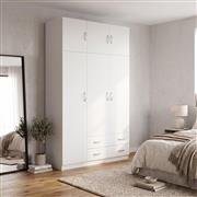 Pakketo Alvia Τρίφυλλη Ντουλάπα με Πατάρι Λευκό 150x51x240cm 200-002080