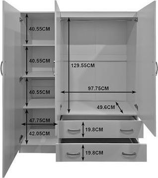 Pakketo Alvia Τρίφυλλη Ντουλάπα με Πατάρι Sonoma 150x51x240cm 200-002081