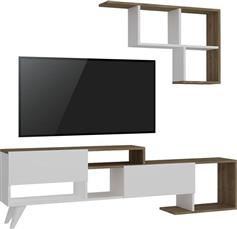 Pakketo Armari Σύνθετο Σαλονιού Λευκή-Καρυδί Μ135xΒ32xΥ52cm 120-000487