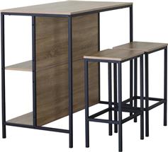 Pakketo Bailon Σετ Τραπέζι Μπαρ με Σκαμπό Ξύλινο Oak-Μαύρο 3τμχ 100x60x95cm 085-000026