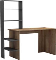 Pakketo Bivoro Γραφείο Ξύλινο με Βιβλιοθήκη Oak-Γκρι 140x55x150cm 230-000075