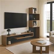 Pakketo Cazenda Έπιπλο Τηλεόρασης Ξύλινο Oak-Γκρι Μ160xΠ29xΥ126cm 230-000100