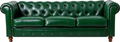 Pakketo Chesterfield Τριθέσιος Καναπές Δερματίνη Κυπαρισσί 203x84x67cm 074-000084
