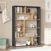 Pakketo Decora Βιβλιοθήκη Φυσικό-Ανθρακί 90x22x123.6cm 176-000203