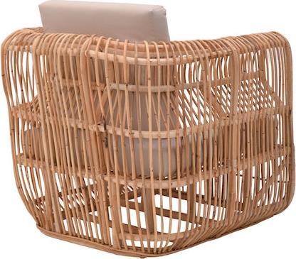 Pakketo Fajole Πολυθρόνα Εξωτερικού Χώρου Rattan Φυσική-Μπεζ με Μαξιλάρι 83x92x82cm 344-000008