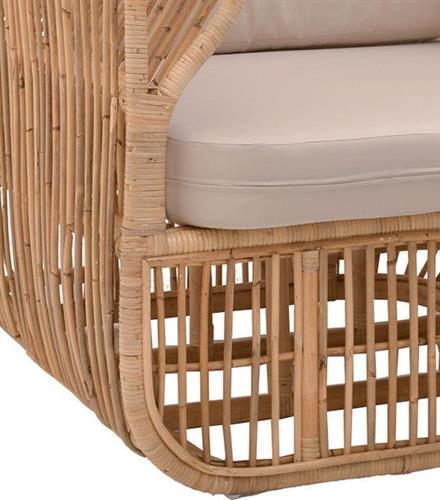 Pakketo Fajole Πολυθρόνα Εξωτερικού Χώρου Rattan Φυσική-Μπεζ με Μαξιλάρι 83x92x82cm 344-000008