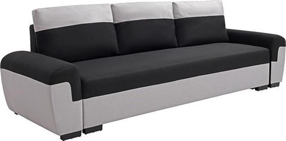 Pakketo Gaby Τριθέσιος Καναπές Κρεβάτι με Αποθηκευτικό Χώρο Μαύρο-Γκρι 260x88x88cm 074-000060