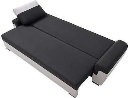 Pakketo Gaby Τριθέσιος Καναπές Κρεβάτι με Αποθηκευτικό Χώρο Μαύρο-Γκρι 260x88x88cm 074-000060