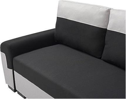 Pakketo Gaby Τριθέσιος Καναπές Κρεβάτι με Αποθηκευτικό Χώρο Μαύρο-Γκρι 260x88x88cm 074-000060