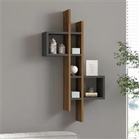 Pakketo Garel Ράφι Τοίχου Καρυδί-Ανθρακί 53.8x19.6x108cm 120-000565