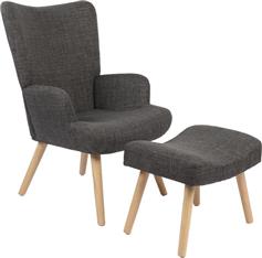 Pakketo Gerlina Μπερζέρα με Υποπόδιο Ανθρακί 71x64x94cm 393-000010